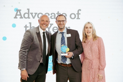 Brett receiving his 'Advocate of the Year' award at the Champion Awards 2024