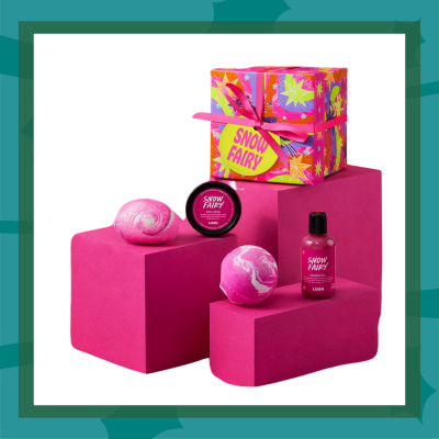 Snow fairy hamper with bath bomb, body lotion, shower gel, and bubble bar
