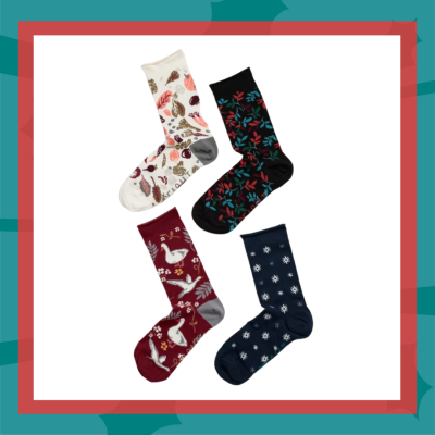 Seasalt socks with designs of Cornish flora and fauna.