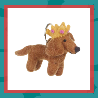Felted sausage dog keyring