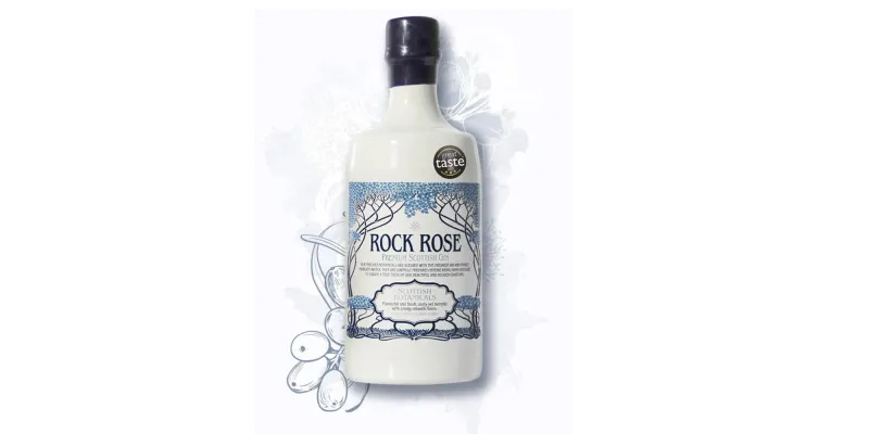 Rock rose bottle of gin