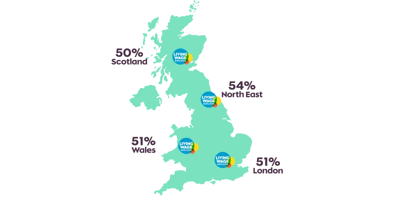 Map of UK with awareness levels 